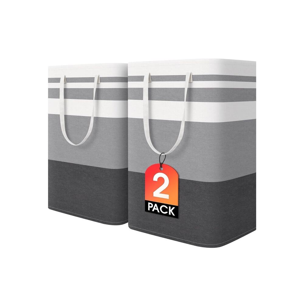 NWT 2 Grey Waterproof Large Laundry Hampers 75L